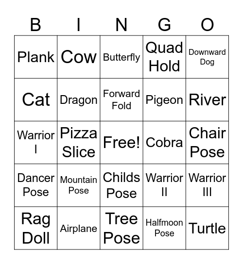Yoga Bingo Card