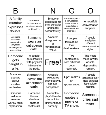 Love Is Blind Bingo Card
