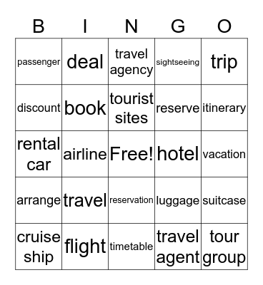 Travel Bingo 2 Bingo Card