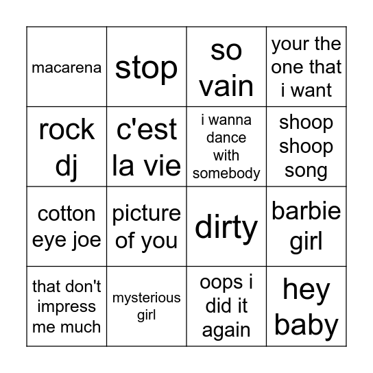 For the Girlos Bingo Card
