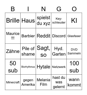 Gronkh Bingo Card
