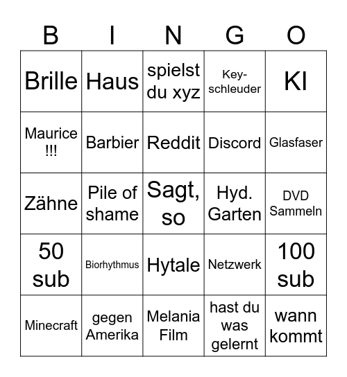 Gronkh Bingo Card
