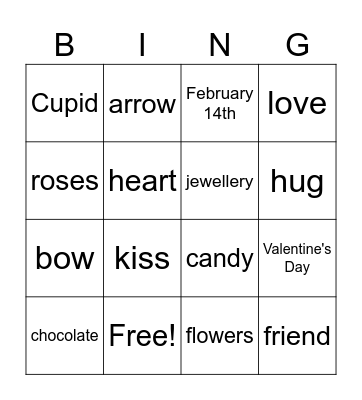 Valentine's Day Bingo Card