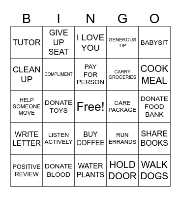 ACTS OF KINDNESS Bingo Card