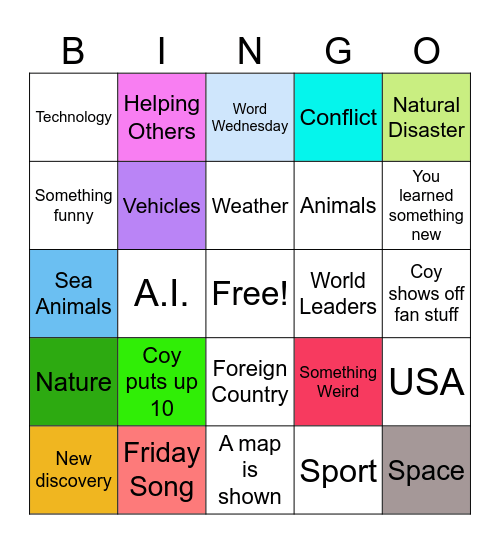 CNN10 Bingo Card
