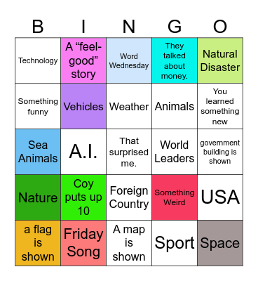 CNN10 Bingo Card