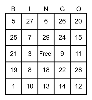 Who Am I? Bingo Card