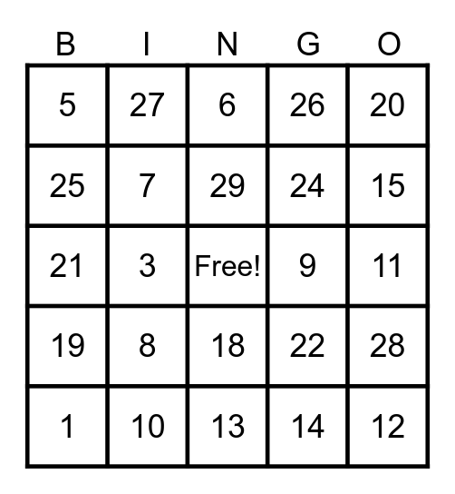 Who Am I? Bingo Card