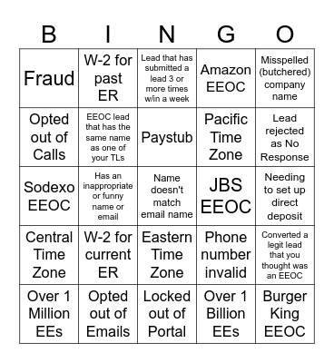Valentine's EEOC Bingo Card