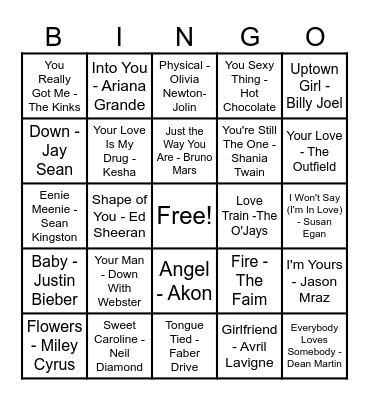 ❤️ Love Song Bingo ❤️ Bingo Card