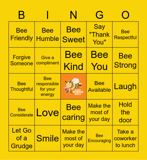 Bee Kind Bingo Card