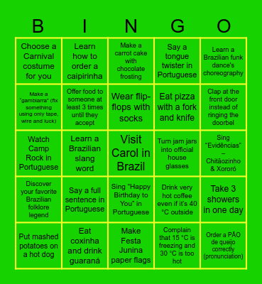 BRAZIL Bingo Card