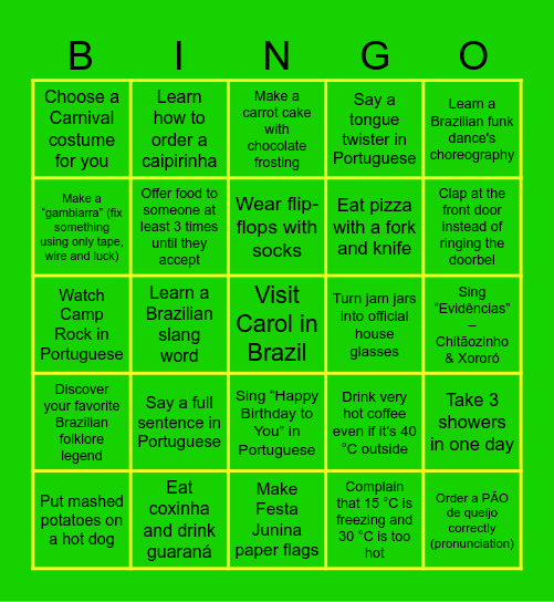 BRAZIL Bingo Card