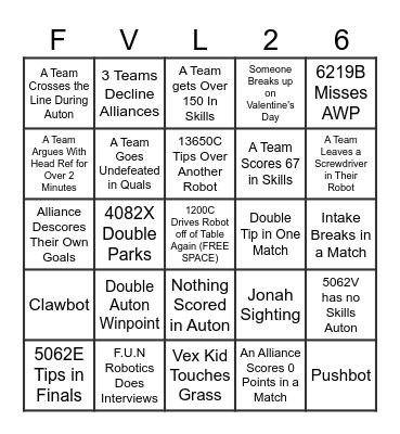 1200B FVL BINGO Card
