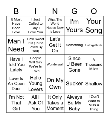 THE HIVE COLLABORATIVE PRESENTS LOVE & BREAKUP SONG Bingo Card
