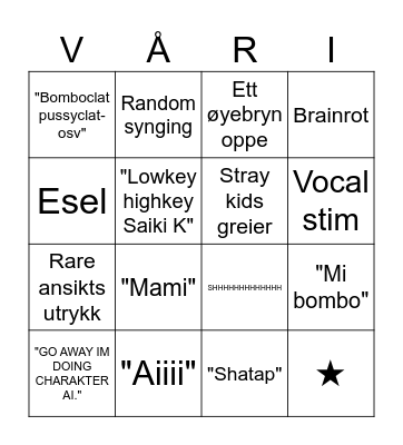 Vårin bingo!! Bingo Card