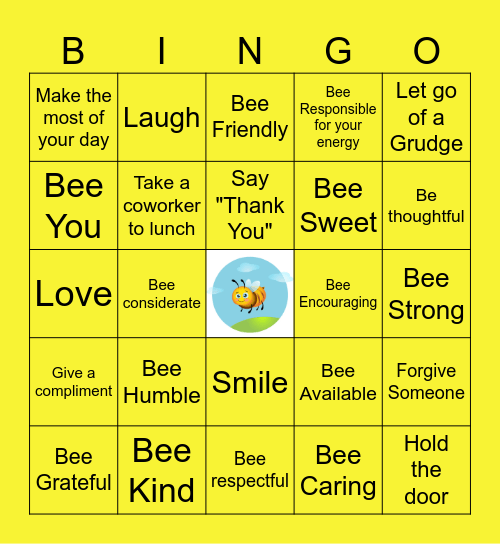 Bee Kind Bingo Card