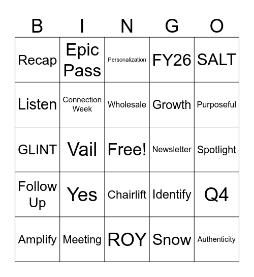 All-Team Call- February 2026 Bingo Card