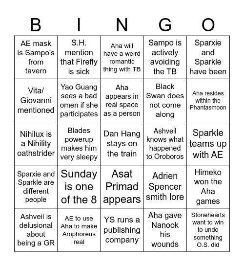 4.0 Bingo Card