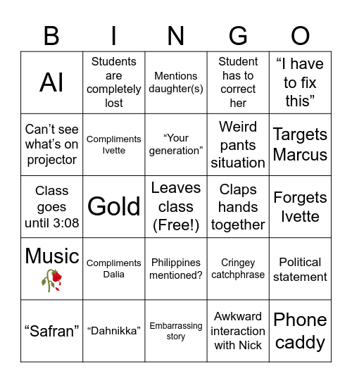 Physics Bingo Card