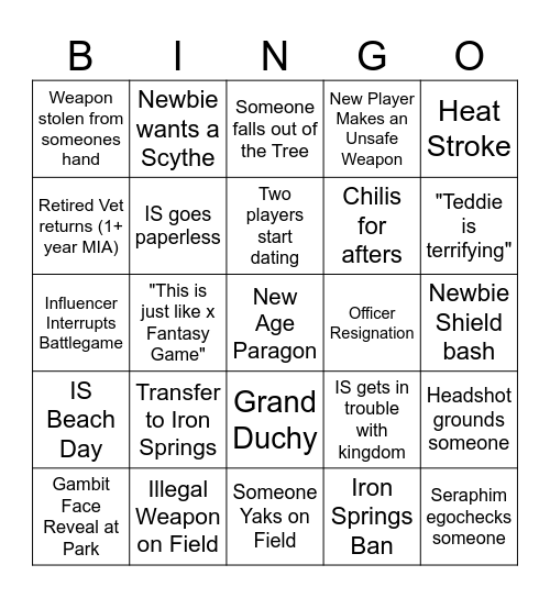 IS 2026 bingo Card
