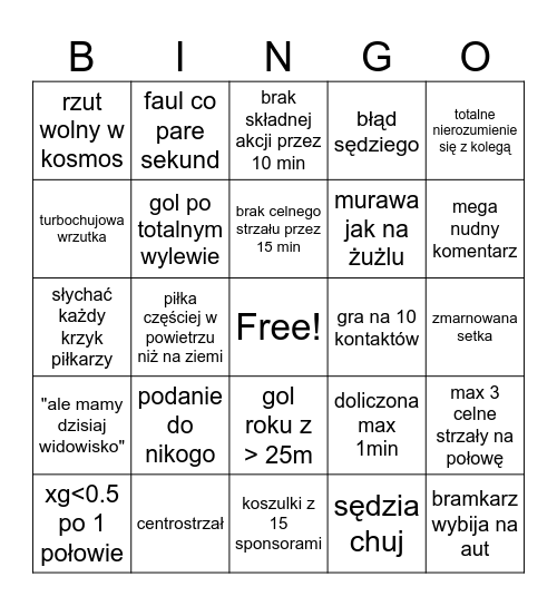 polish 1 liga Bingo Card