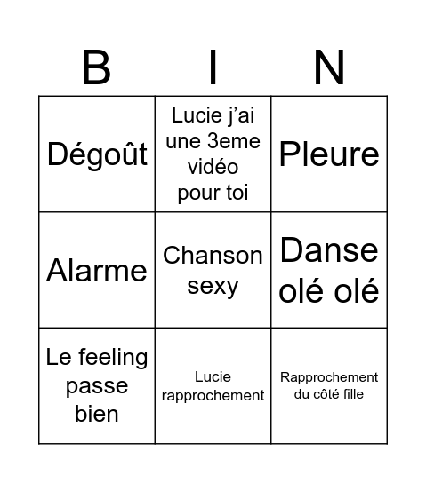 L’île de la tentation Bingo Card