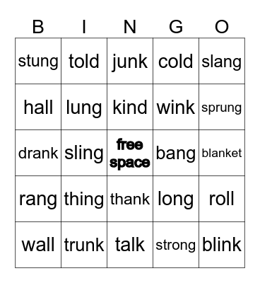 Glued Sounds Bingo Card