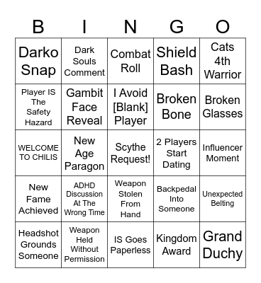 Teddie IS Bingo Card