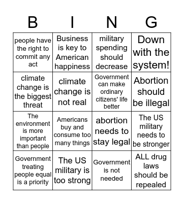 Political Party Bing! Bingo Card
