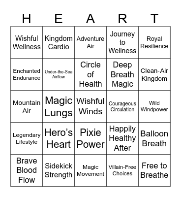 Healthy Heart and Healthy Lungs Bingo Card