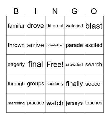 I Love a Parade Bingo Card