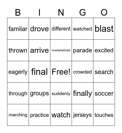 I Love a Parade Bingo Card