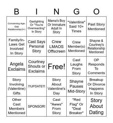 SRRS Bingo Card