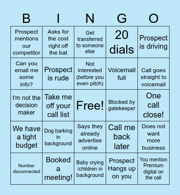 Power Hour Cold Calling Bingo Card