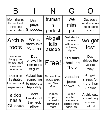 Ocean Isle with Archie and Muffin Bingo Card