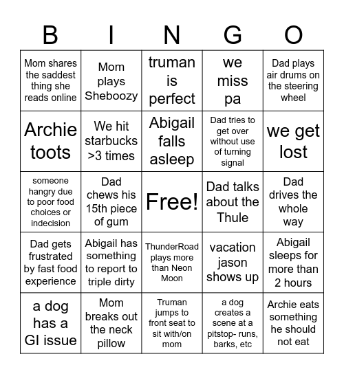 Ocean Isle with Archie and Muffin Bingo Card
