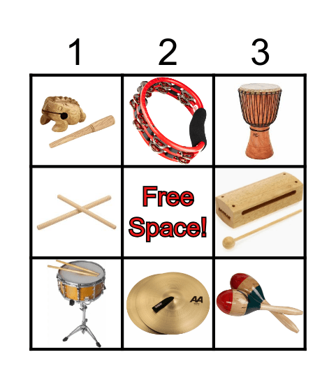 Percussion BINGO Card