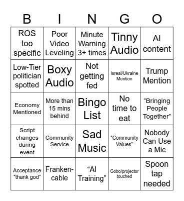 Event Bingo Card