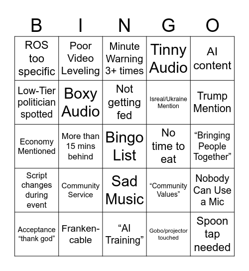 Event Bingo Card