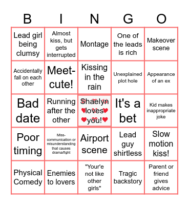 ROM-COM Bingo Card