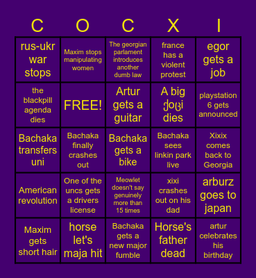 Misha magaria Bingo Card