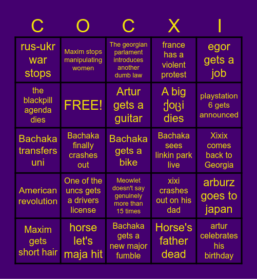 Misha magaria Bingo Card