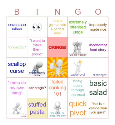 Cooking Competition Cliches Bingo Card