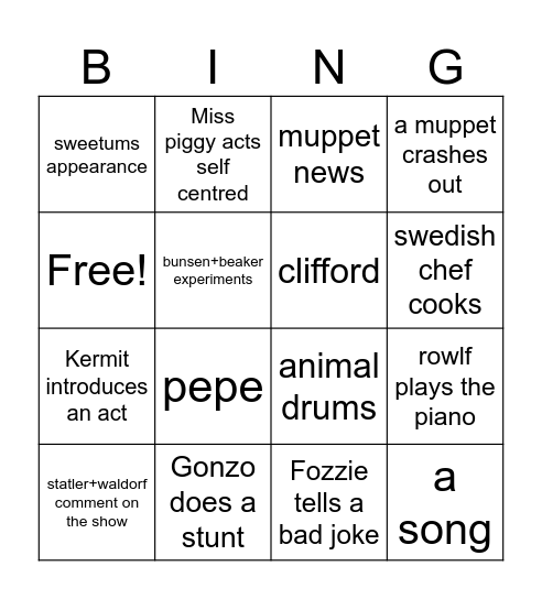 Muppets bingo Card