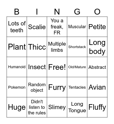 Hear Me Out Bingo Card