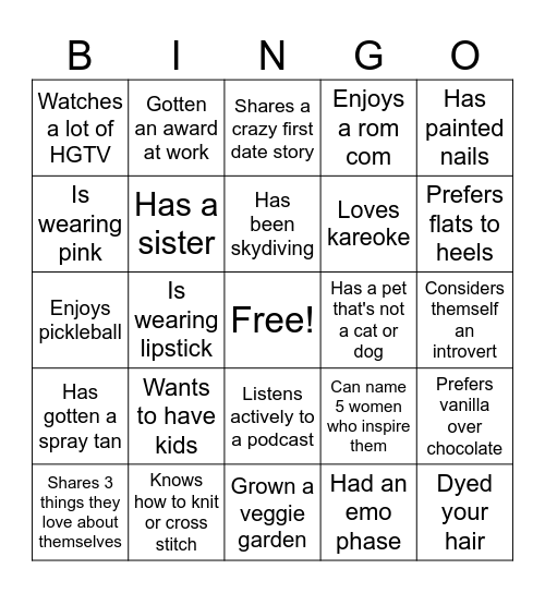 Galentine's BINGO Card
