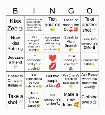 ❤️💋 Valentine's Bingo ❤️💋 Bingo Card