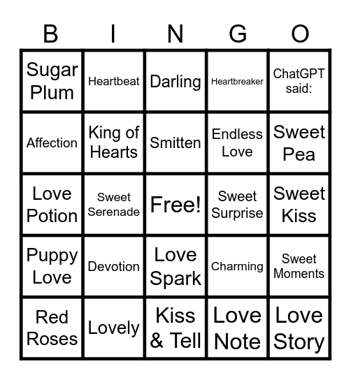 Valentine's Day Bingo Card