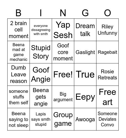 Lapis Vc Bingo Card